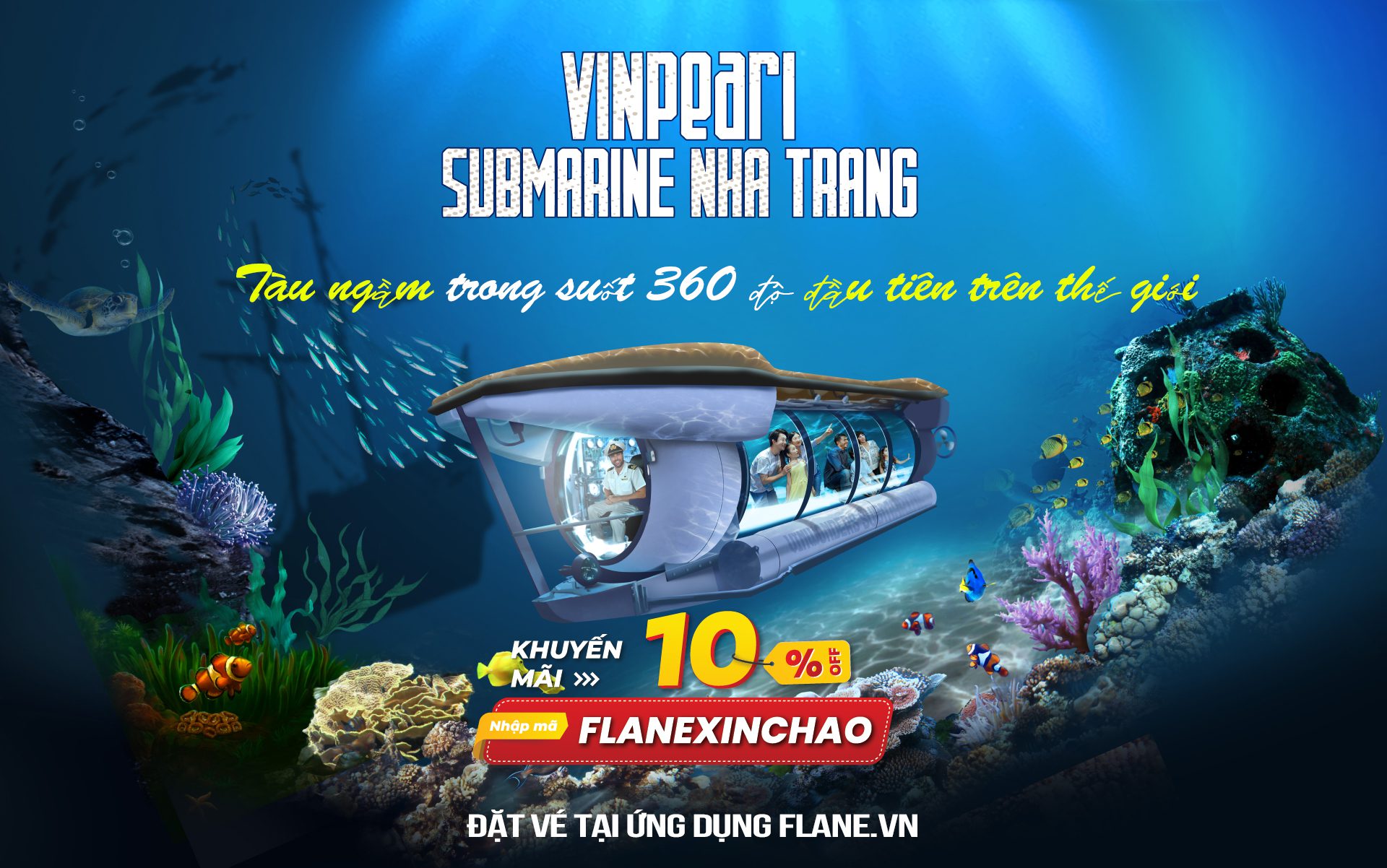 Vé tàu ngầm bằng kính Vinpearl Submarine Nha Trang - Flane